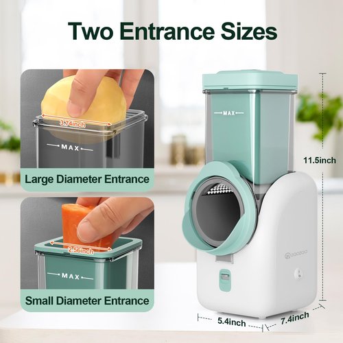 ZqoZqo Upgraded Electric Cheese Shredder, Automatic Cheese Grater Electric with 6 Interchangeable Blades, 6 in 1 Electric Cheese Grater for Cheese, Fruits, and Vegetables