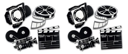 Beistle Movie Set Cutouts 8 Piece, 13"-17", Black/White