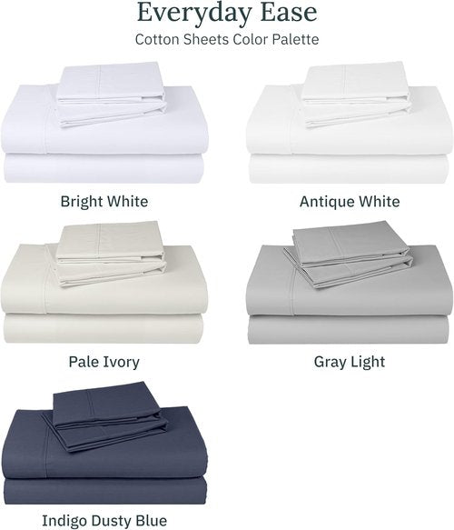 California Design Den Split King Sheet Sets - Soft 100% Cotton Sateen - Extra Soft & Breathable - Bright White (2-Pack)