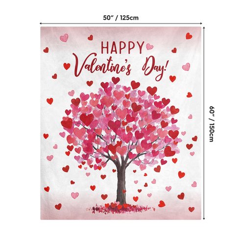 Horaldaily Valentine Flannel Blanket Throw, Valentine Love Hearts Tree Soft Fuzzy Plush Cozy Fleece Blankets for Couch Sofa Bed Lounging, Ideal Gifts for Kids Adults Wife Self, 50x60