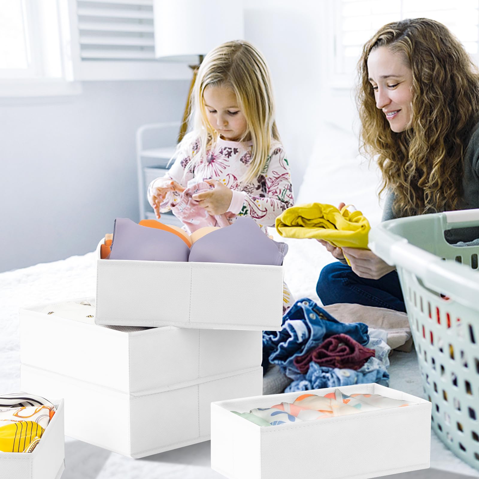 【FAMILY PACK】Drawer Organizer Clothes, 20 Pack Dresser Organizer Bins for Baby Clothes - Underwear Bra Sock Organizer - Fabric Closet Organization and Storage Dividers for Nursery Bedroom Dorm