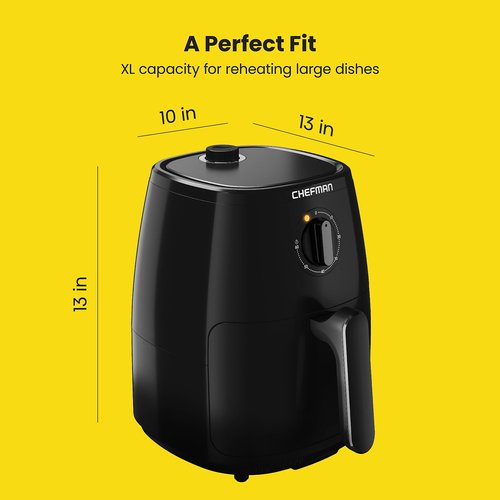 Chefman TurboFry 5-Quart Air Fryer, Integrated 60-Minute Timer for Healthy Cooking, Cook with 80% Less Oil, Adjustable Temperature Control, Nonstick Dishwasher-Safe Basket and Tray, Black