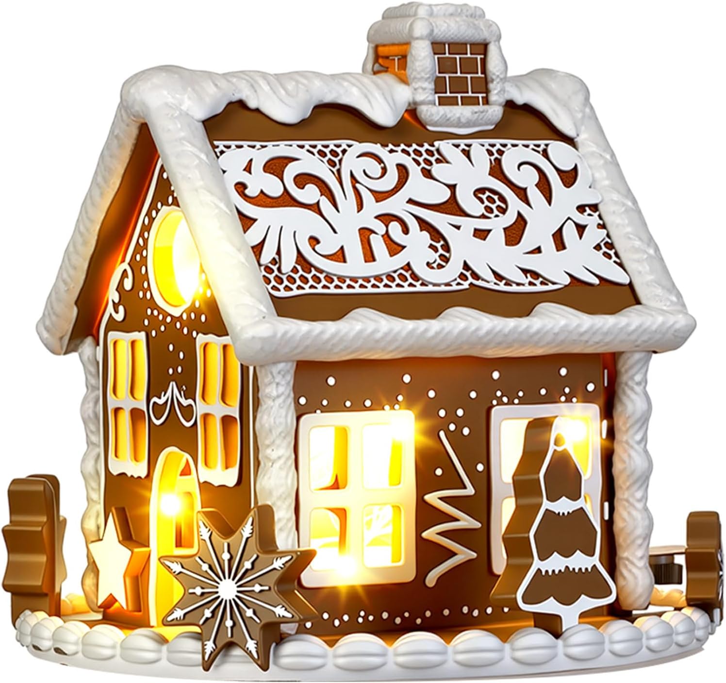 Wesiti Gingerbread House Decor - Lighted 6-Inch LED Christmas Decoration for Indoor Festive Display