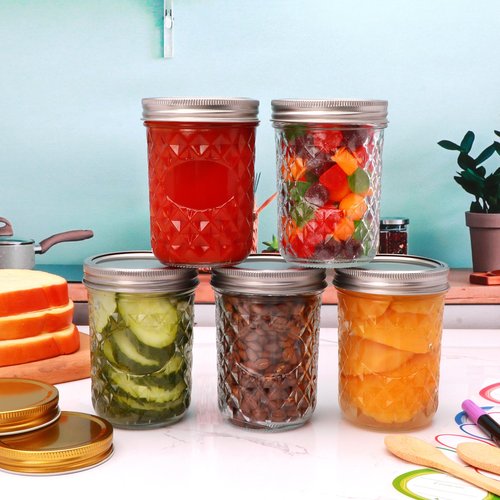 Ufrount Wide Mouth Mason Jars 12Pack, Mason Jars 16 oz with Lids, Canning Jars with Metal Airtight Lids and Bands, Ideal for Jam, Jelly, Beans, Candy, Meal Prep, DIY Decors, Homemade Candles