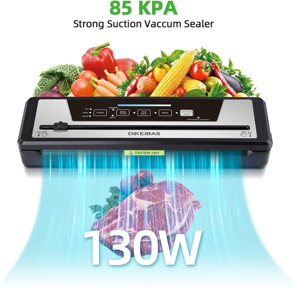 Vacuum Sealer Machine - Powerful 85kPa Suction | Compact One-Touch Automatic Food Sealer | Includes Bags & Cutter