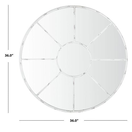 SAFAVIEH Home Jonelle Distressed Round White 36-inch Decorative Accent Mirror