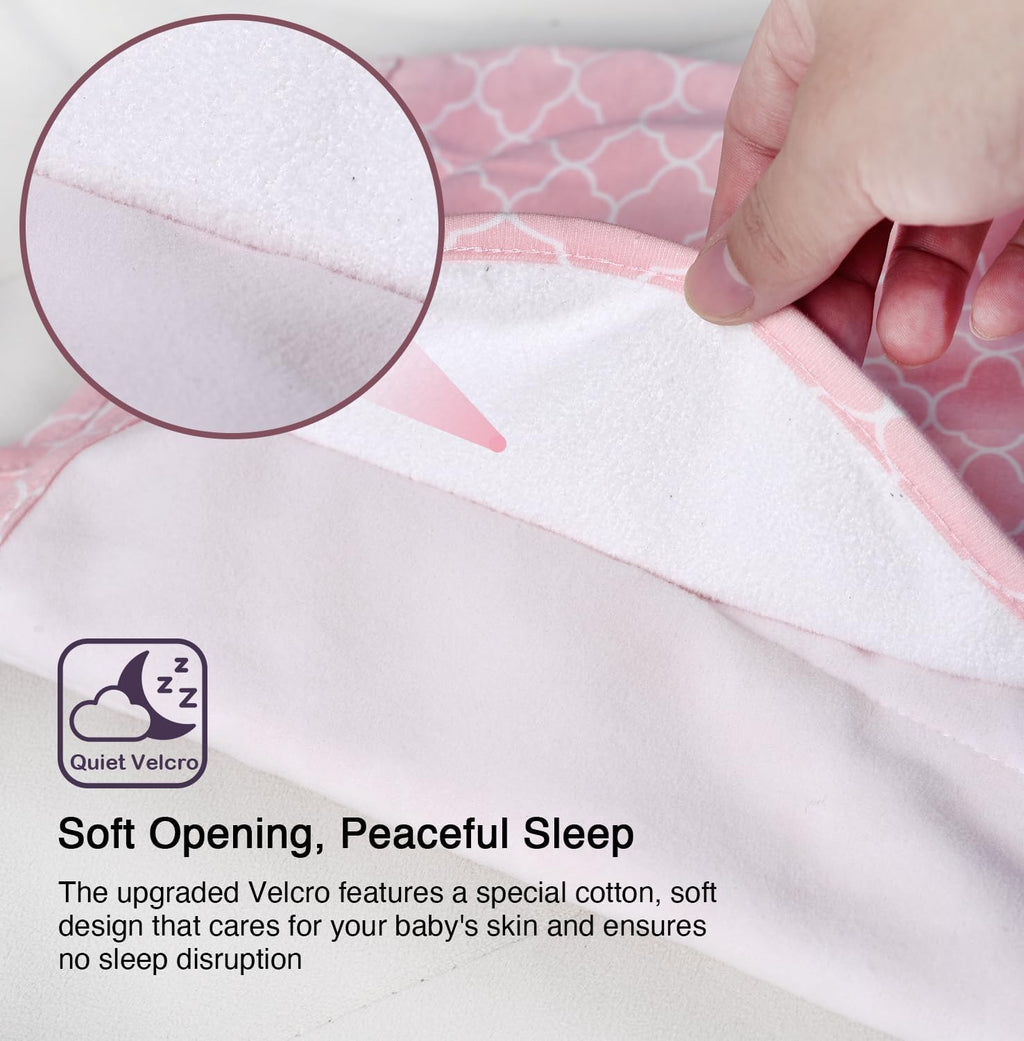 Skiennix Baby Sleep Sack Swaddle - 3-Way Adjustable 100% Cotton Transition Blanket for Girls | 0-6 Months, Pink