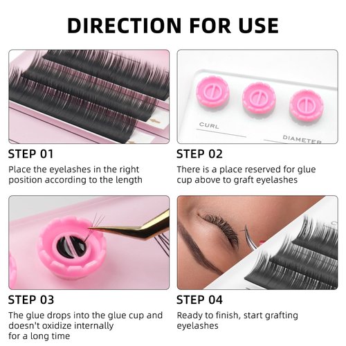 Mekupeu Acrylic Eyelash Extension Pallet Kits, Grafting False Eyelash Organizer Extension Pad Lash Tray,Magnetic Tweezer Holder - Durable Eyelash Extension Storage Organizer (Pink sets)