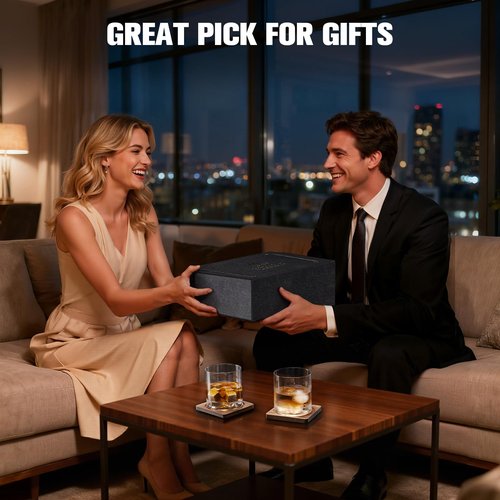 BQD Old Fashioned Whiskey Glasses Set 2-Pack with Gift Box, Ideal Retirement Gifts for Men & Cocktail Glasses for Celebrations