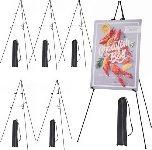 MEEDEN 6Pcs Metal Easel Stand - 63" Portable Tripod Display for Weddings, Paintings & Presentations