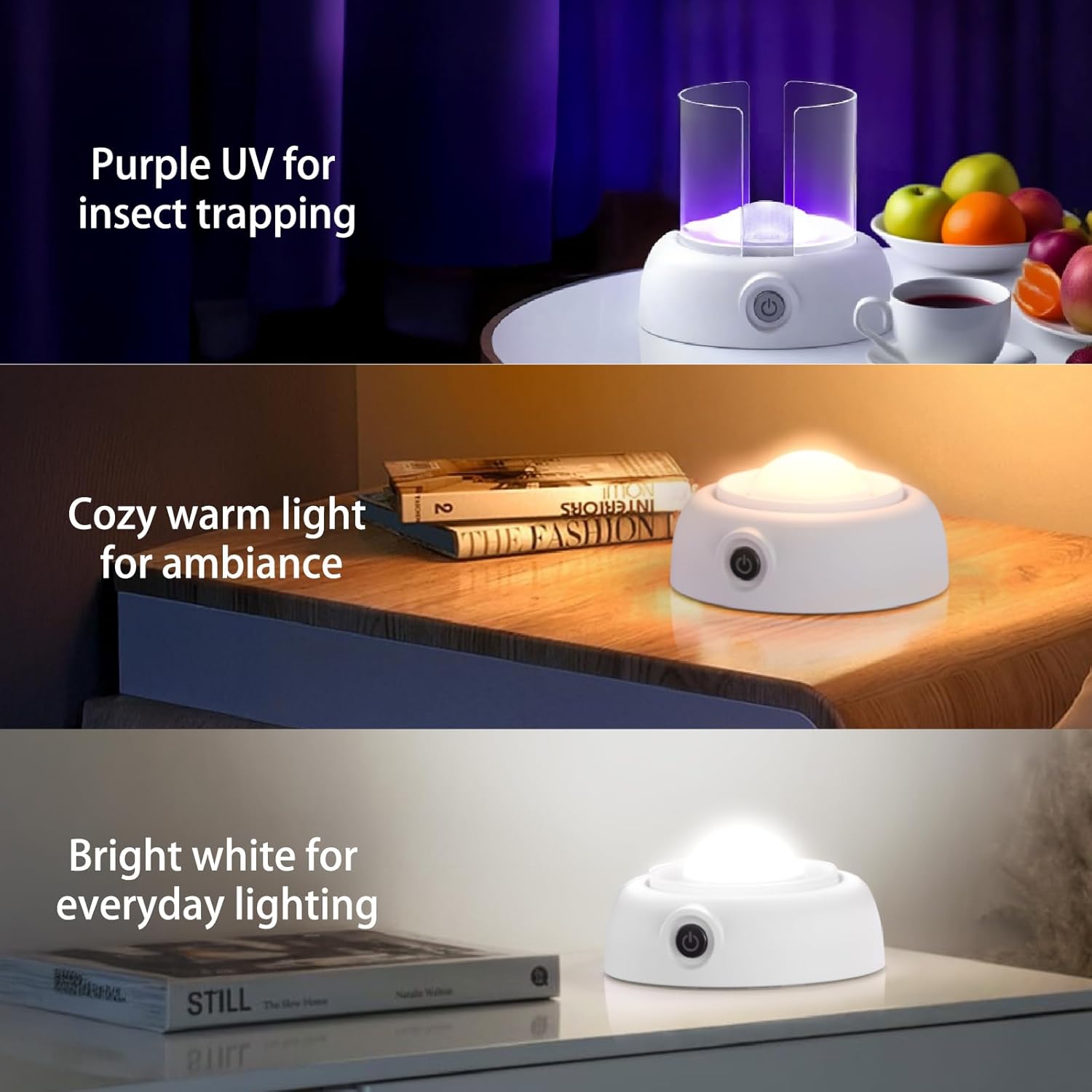 Skiennix Fruit Fly Traps - 360° Attraction Gnat Trap Lamp with 9 Refills & Starter Kit | Dutch White