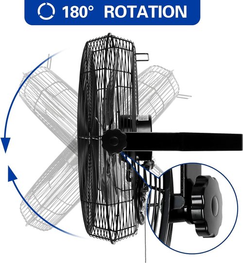 BILT HARD Industrial Wall Mount Fan - 4300 CFM High Velocity, 3-Speed Heavy Duty Metal | Ideal for Garage & Warehouse