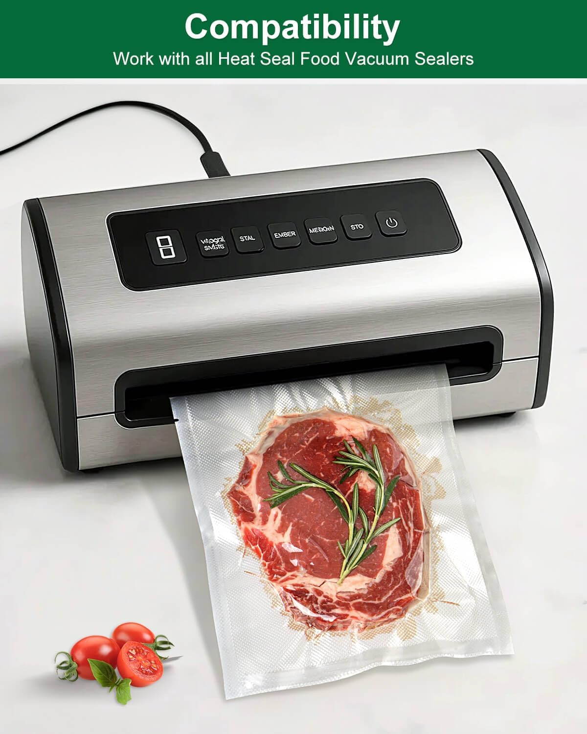 Quart Vacuum Sealer Bags - BPA-Free Heavy Duty 8x11 Inch Food Storage | 100 Count Precut with Labeling Area