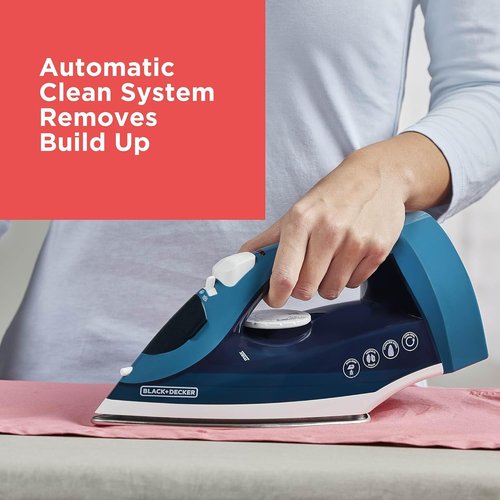 BLACK+DECKER Steam Iron - 1200W with Retractable Cord, Vertical Steaming & Anti-Drip Design