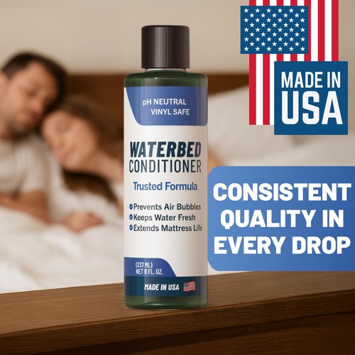2X Concentrated Waterbed Conditioner — Made in USA — pH Neutral & Vinyl Safe Formula — Keeps Water Fresh & Clear, Prevents Air Bubbles & Odor — Extends the Life of all Waterbed Mattress Types — 8 OZ