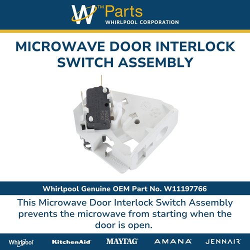 Whirlpool W11197766 Microwave Door Interlock Switch Assembly