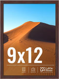 LaVie Home 9x12 Picture Frame - Classic Brown Wall Display Frame with HD Plexiglas | Vertical & Horizontal Use