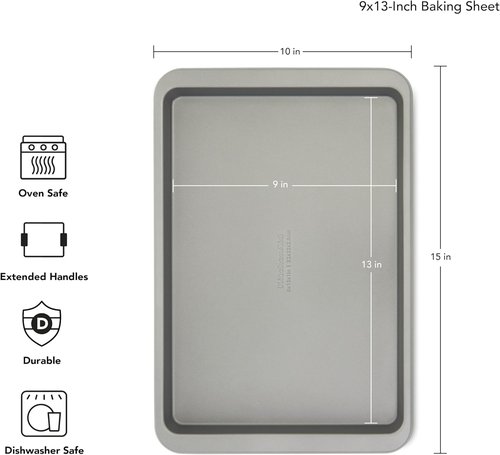 KitchenAid Nonstick Aluminized Steel Baking Sheet - 9x13in, Contour Silver | Pack of 6