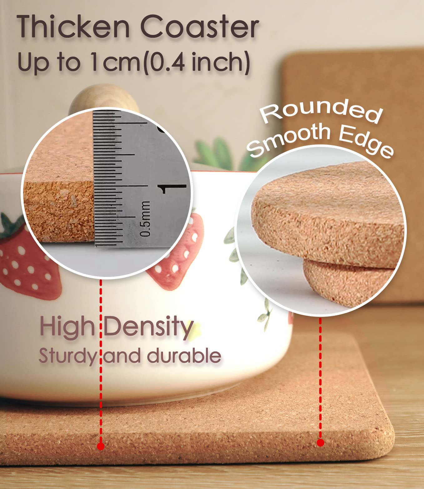 KITLAB Cork Trivet, High Density Fine Particle Thick Cork Trivets for Hot Dishes, 8 Inch Heat Resistant Coaster, Placemats Hot Pads for Pots and Pans, 8 Pcs, 8x0.4 Inch, Round and Square (KTLBCT26)