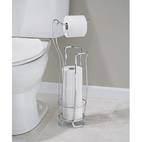iDesign Axis Steel Free-Standing Toilet Paper Storage Dispenser - 8" x 6.5" x 24.5", Chrome