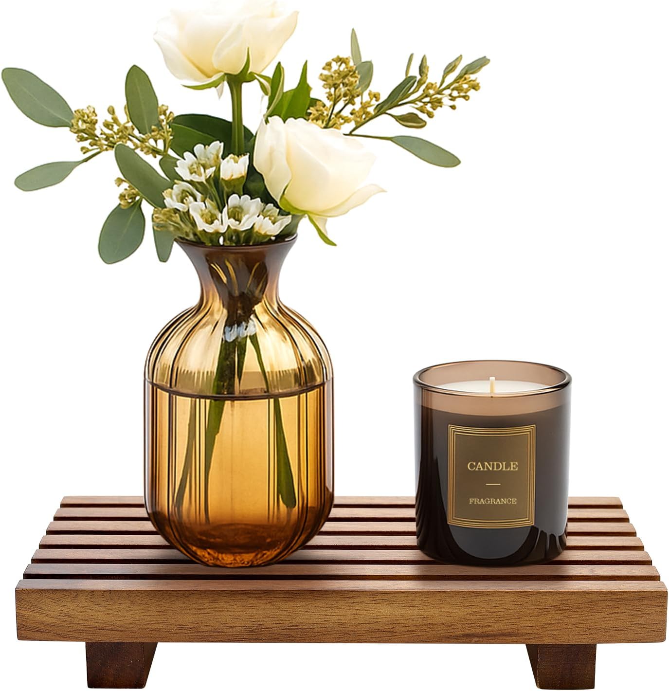 Acacia Wood Riser - Decorative Kitchen & Bathroom Tray Stand | Versatile Soap Dish Holder