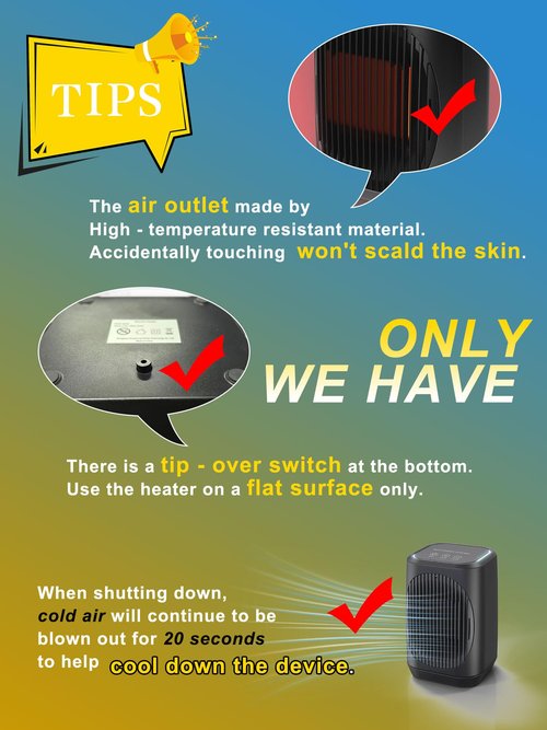 iFeiFan Small Space Heater, Portable Electric Heaters for Indoor Use With 3 Modes, 70° Oscillation, Remote Control, Energy Efficient, Low Noise,1500W PTC Ceramic Fast Safety Heating For Bedroom Office