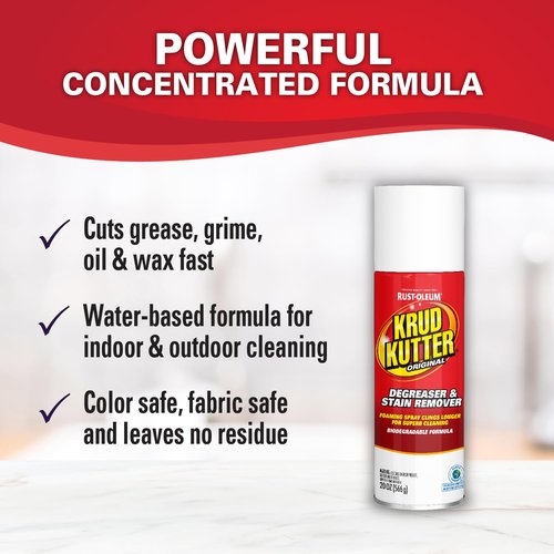 Krud Kutter Original Cleaner Degreaser Aerosol, 20 oz, Heavy Duty Spray for Grease, Oil and Tough Stains, All Purpose Multi Surface Cleaner for Kitchen, Garage, Tools and Equipment