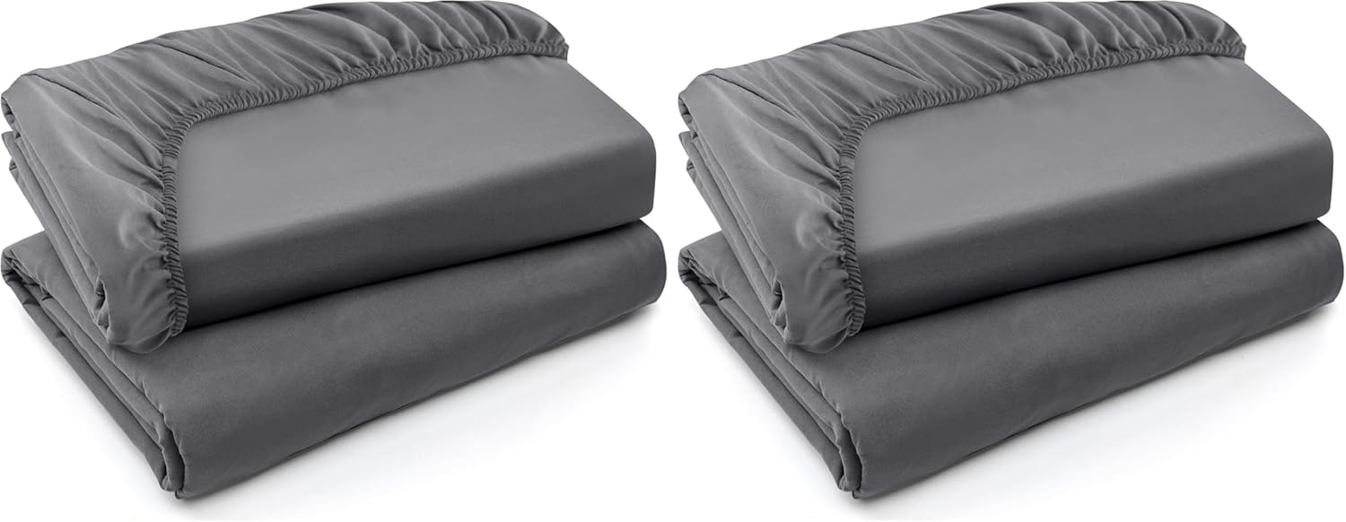 Utopia Bedding Twin Fitted Sheets - Soft Brushed Microfiber - Deep Pocket Design - Bulk Pack of 4 | Grey