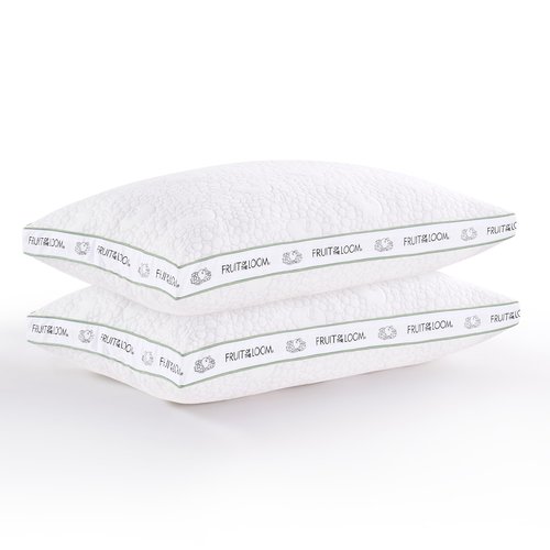 Fruit of the Loom Avocado Gusset Pillows 2 Pack – Ultra Comfort, Machine Washable (Standard/Queen 19x27x1.5)