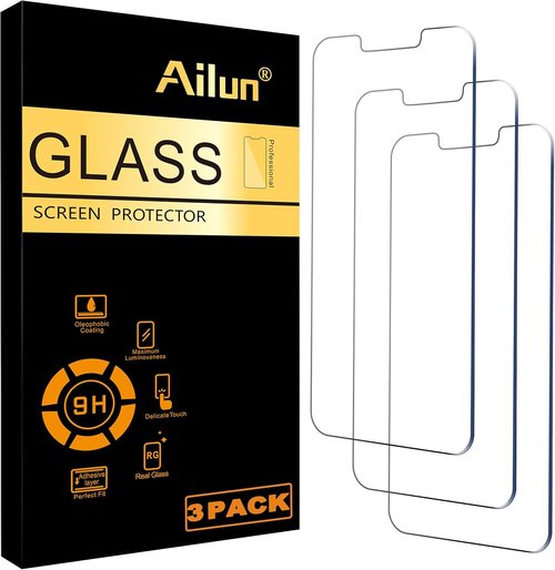 Ailun Tempered Glass Screen Protector - 3 Pack for iPhone 17e, 16e, 14, 13 | 6.1 Inch, Case Friendly
