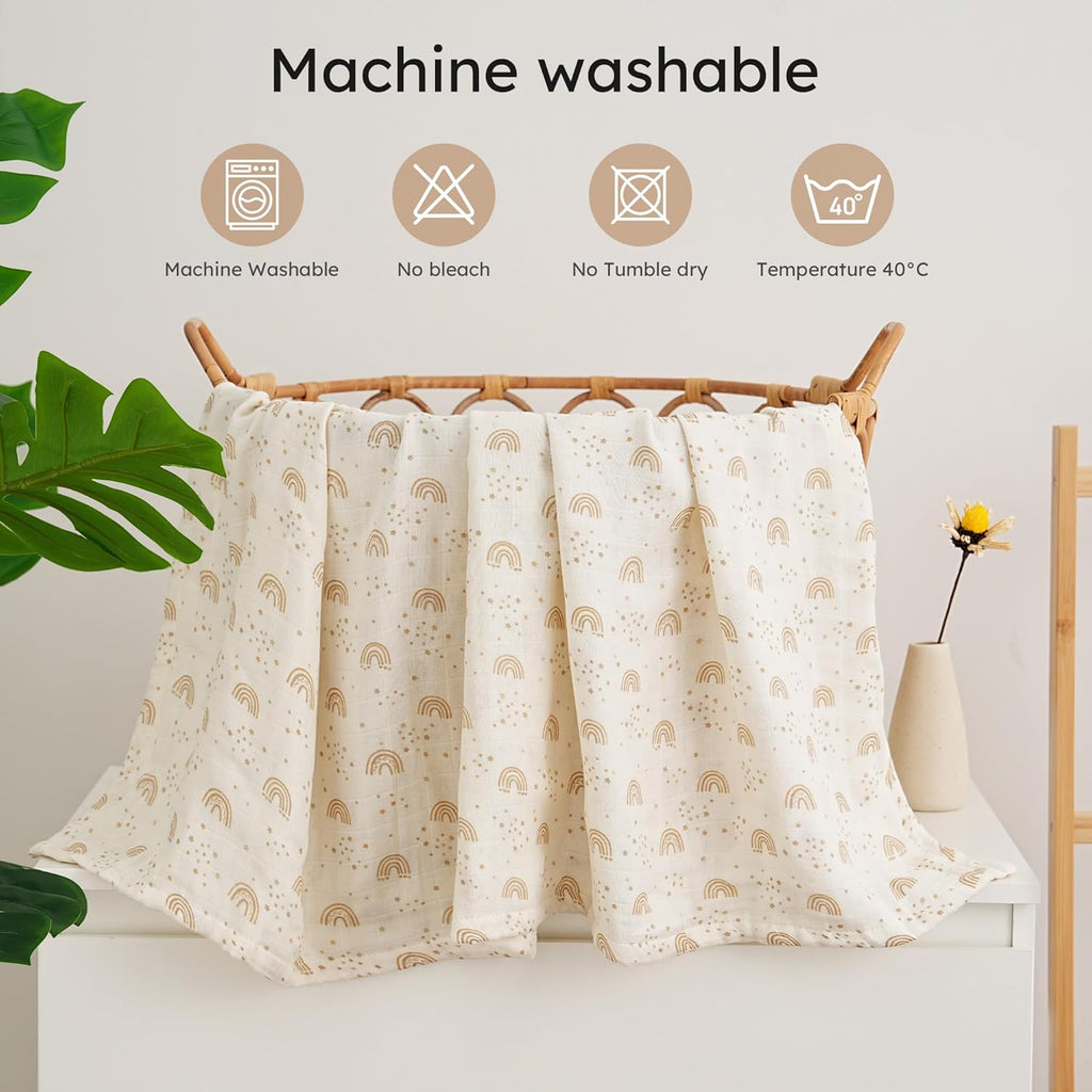 Yoofoss Muslin Swaddle Blankets - Organic 47 x 47 Inches Baby Receiving Blanket | Soft & Breathable for Newborns