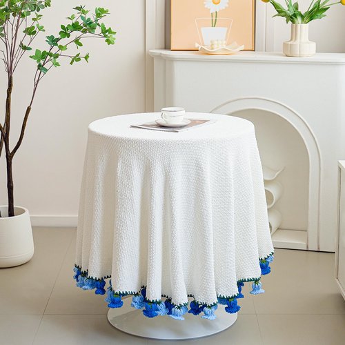 Crochet Flower Bouquet Throw Blanket, Handmade Knitted Blanket with Flowers, Cute Romantic Gift for Her Girlfriend Mom Mother’s Day Valentine Wedding Anniversary Birthday, Blue 60 Inches