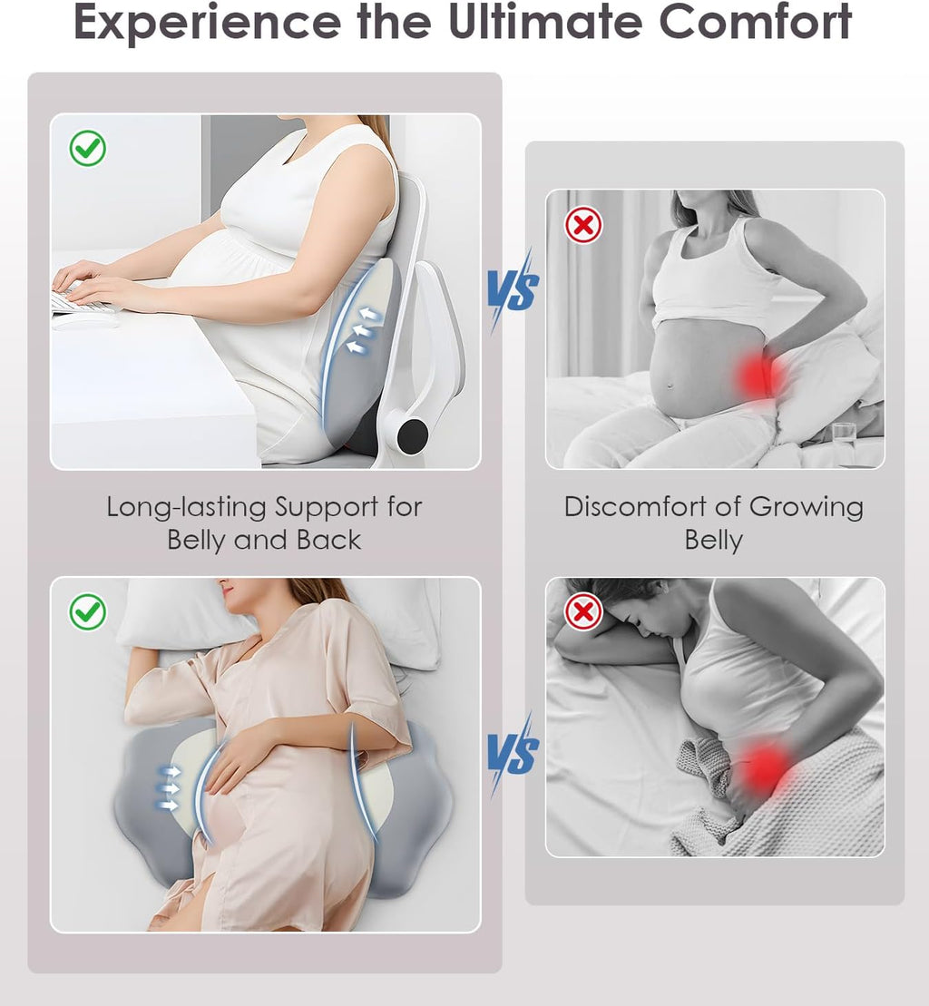 Skiennix Memory Foam Pregnancy Pillow - Adjustable Maternity Support for Side Sleepers | Comfortable Back & Belly Relief