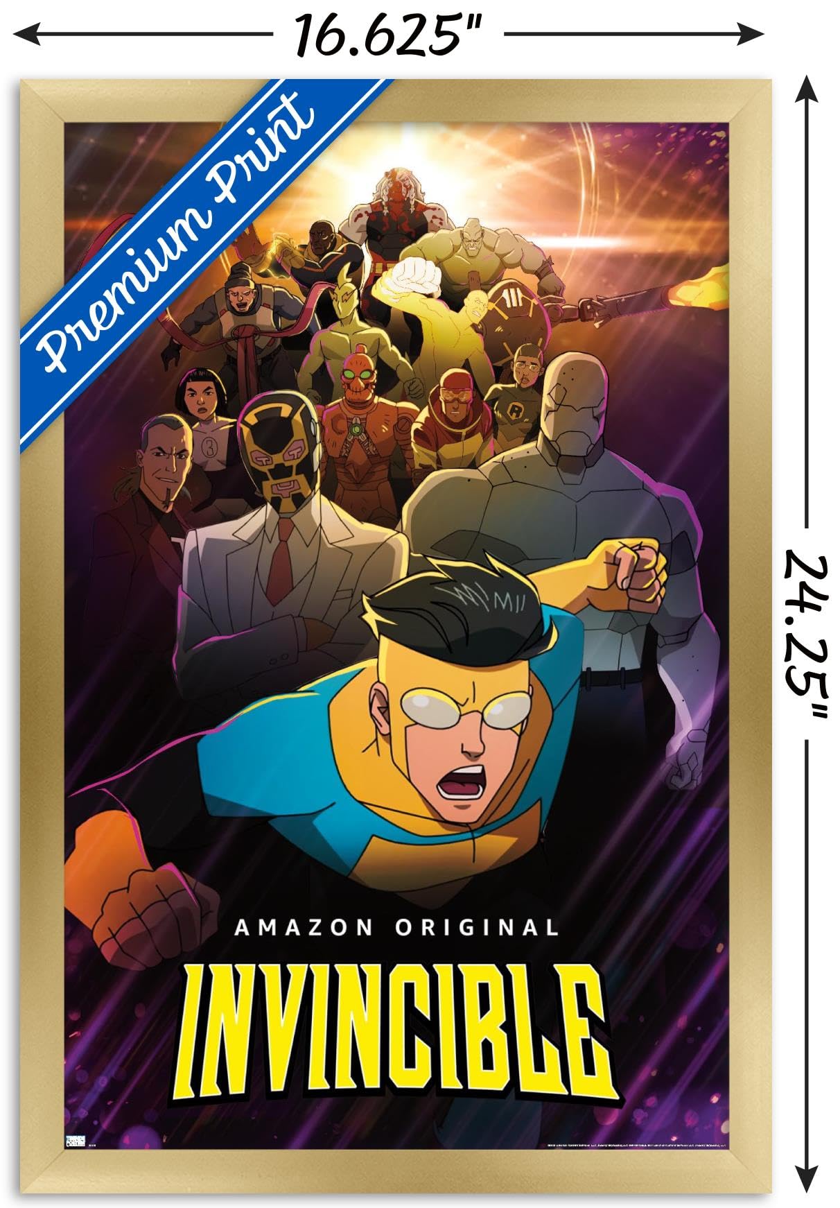 Invincible - Purple One Sheet Wall Poster, 22.4L" x 14.7W", Gold Framed Version