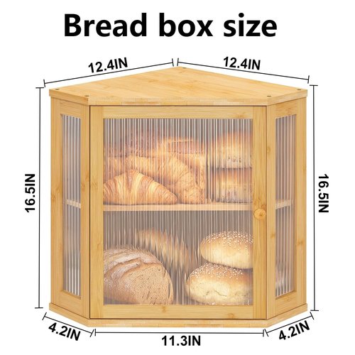 Nykgola Corner Bread Box for Kitchen Countertop Two-Tier Large Capacity Bread Boxes Storage Container with Adjustable Height Countertop Bread Storage Bin