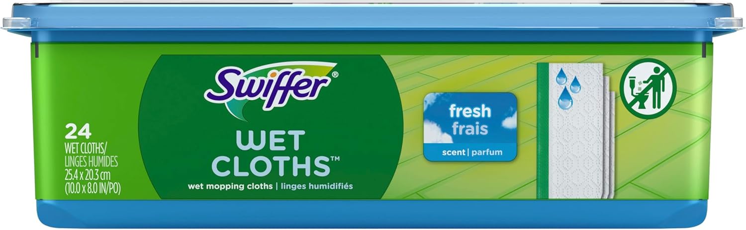 Swiffer Sweeper Wet Mopping Cloths - Open Window Fresh Scent, 24-Count Refills | Pack of 6
