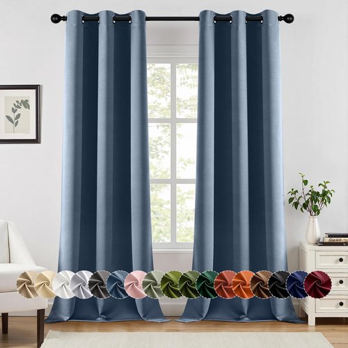 MIULEE Stone Blue Blackout Curtains - Thermal Insulated Room Darkening Drapes | 90-Inch Grommet Top, 2 Panels