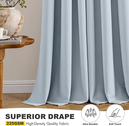 MIULEE Light Blue Blackout Curtains - Thermal Insulated Room Darkening Drapes | 54 Inches Long, 2 Panels
