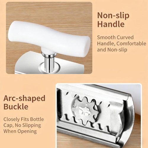 Cap Crack | Adjustable Multi-Lid Can Opener for Weak Hands - Ergonomic Non-Slip Grip, One-Hand Use (White Green)