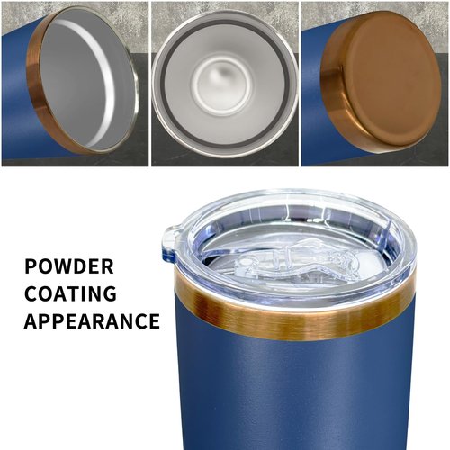 FunTrans 20 oz Tumblers Stainless Steel Tumbler with Lid and Straw Insulated Copper Coffee Mug for Laser Graving 22oz Powder Coated Cup(Navy,12 pack)