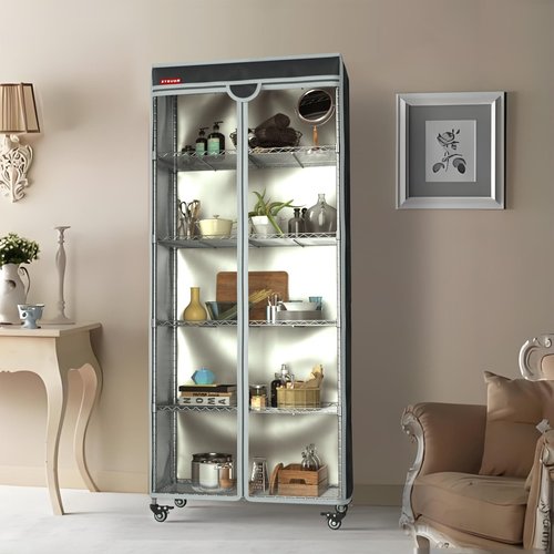 ZYSUOR Shelf Cover for Wire Shelving Unit, Dustproof Waterproof UV Resistant Storage Protector with Transparent Front Panel, Fits 48" L x 24" D x 72" H (Cover Only)
