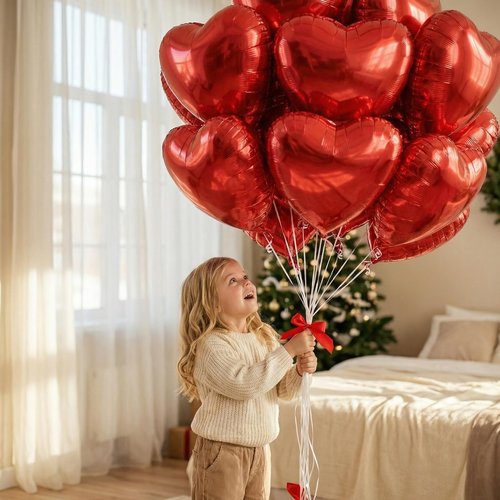 18 Inch Red Heart Balloons, 24 Pcs Valentine's Day Foil Heart Shaped Balloons Decoration for Romantic Valentines Wedding Bridal Shower Anniversary Engagement Valentine's Day Party Supplies