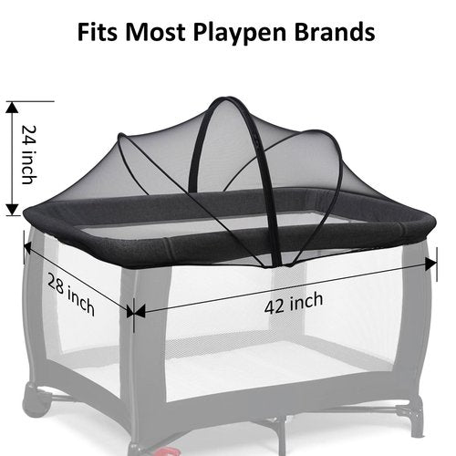 Cheermomo Pack n Play Cover, Travel Crib Tent, Pack and Play Mosquito Net Cover with 2-Way Zipper for Playpen/Mini Crib/Twin Bassinet to Keep Cats Out, Black