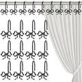 12 Pack Elegant Bow Shower Curtain Hooks, Black Metal Rustproof Decorative Shower Curtain Hooks, Shower Curtain Hangers for Bathroom Art Decor