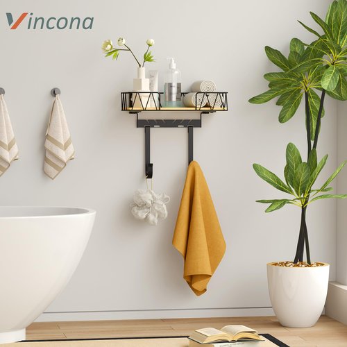 Vincona Ironing Board Hanger with Removable Hooks, Ironing Board Holder Wall Mounted for T/Y Leg, Space Saving Iron Holder for Laundry Room Storage and Organization, Black