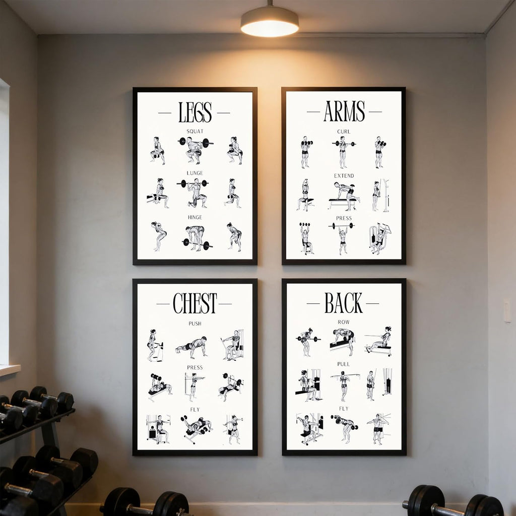 Skiennix Fitness Exercises Wall Art - Dumbbell Workout Poster for Gym & Home Decor | Strength Training