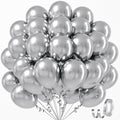 Awenztech Metallic Silver Balloons - 12 Inch Chrome Latex Balloons | 50 Pack for Parties & Celebrations