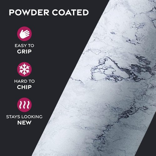 Triple-Insulated Stainless Steel Water Bottles with Straw, 25 Oz Reusable Insulated Water Bottles with 3 Lids, Metal Water Bottle for Travel, School, Sports, Gym/Men, Women & Kids (Marble White)