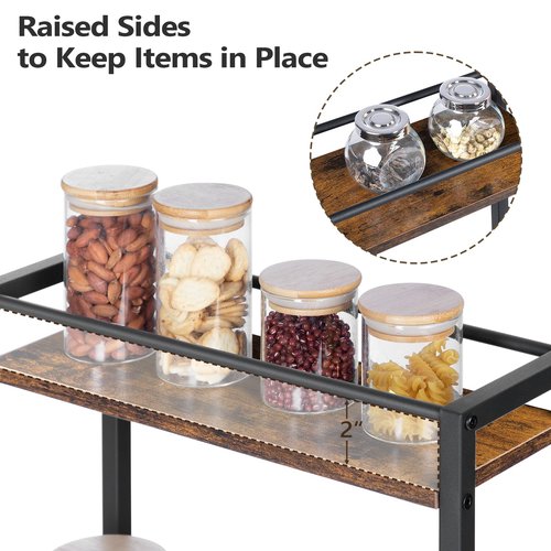 MAHANCRIS Slim Rolling Cart, Mobile Kitchen Cart on Wheels, Narrow Storage Cart for Small Space, Wooden Service Cart, for Bathroom, Laundry, Living Room, Rustic Brown RCHR1501Z