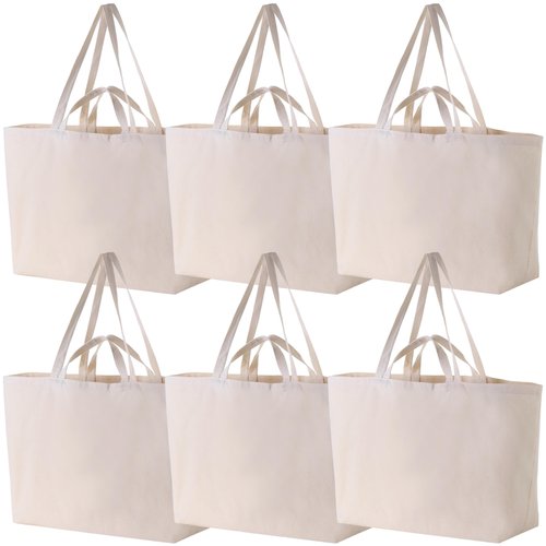 Extra Large Canvas Tote Bag - 27" X 16" X 8" Heavy Duty Reusable Shoulder Bag Personalized Custom Tote for Shopping (6, Beige)